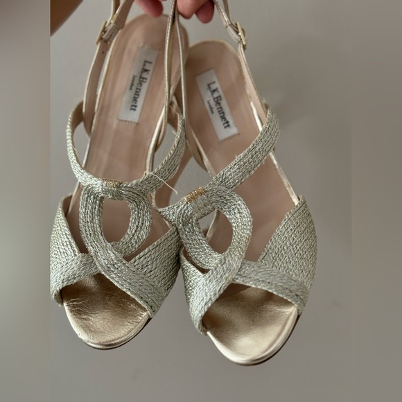 L.K. Bennett Gold Rope Wedge Sandals size 36 - Picture 10 of 10